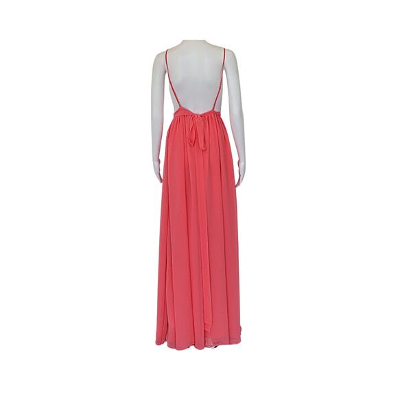 MICHAEL COSTELLO Flowy Crepe Justin Gown - Bright Coral - XS - Picture 3 of 3